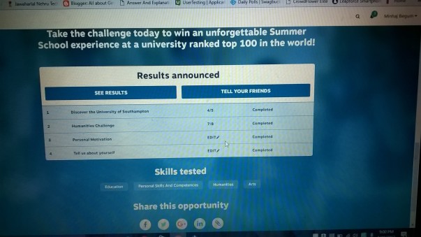 My scores in the competition
