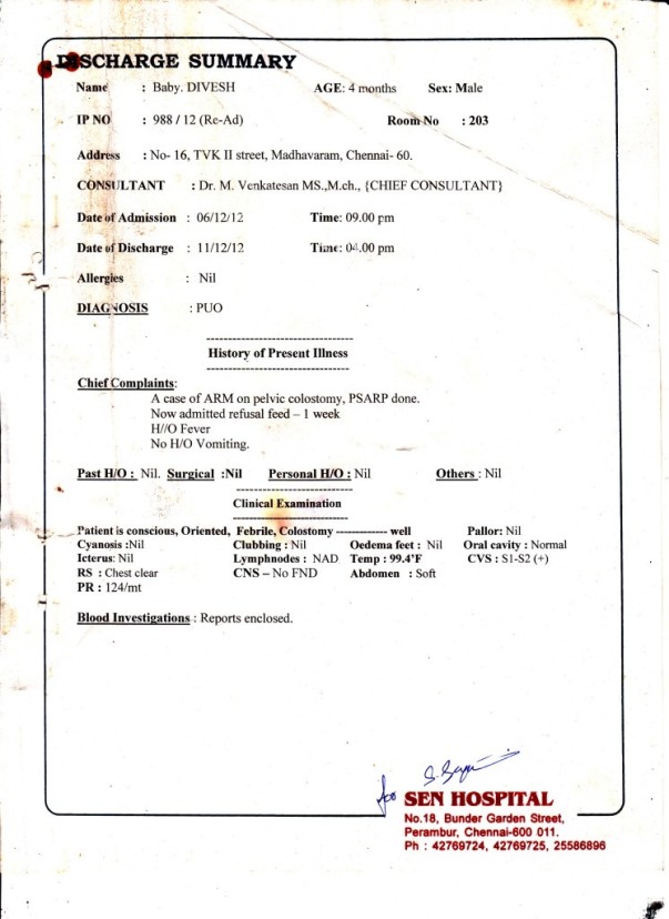 Discharge summary on year 2012