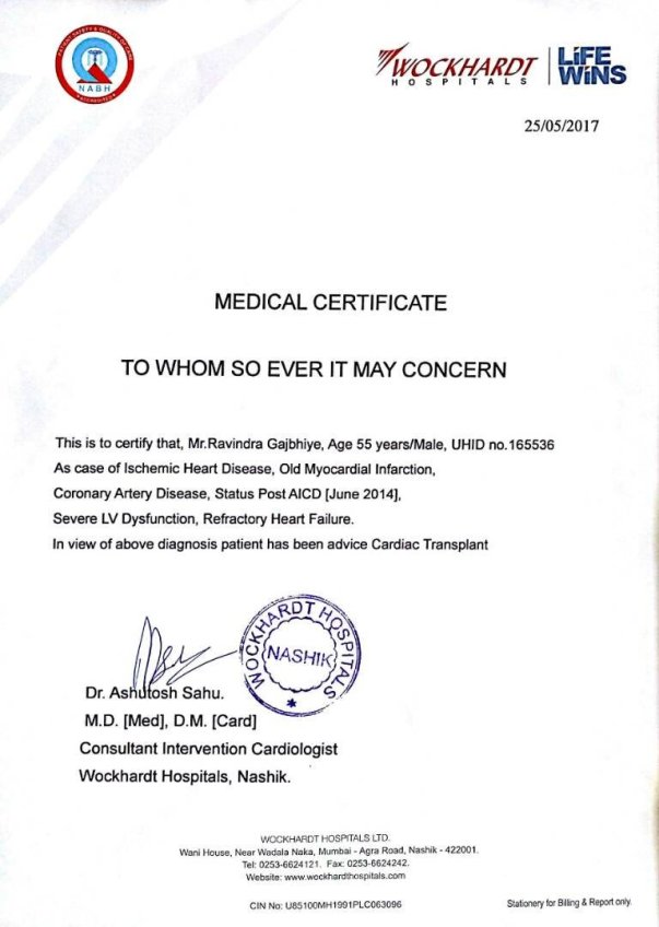 Latest medical certificate
