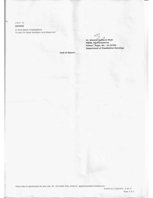 Patient Evaluation SummeryTATA MEDICAL CENTER