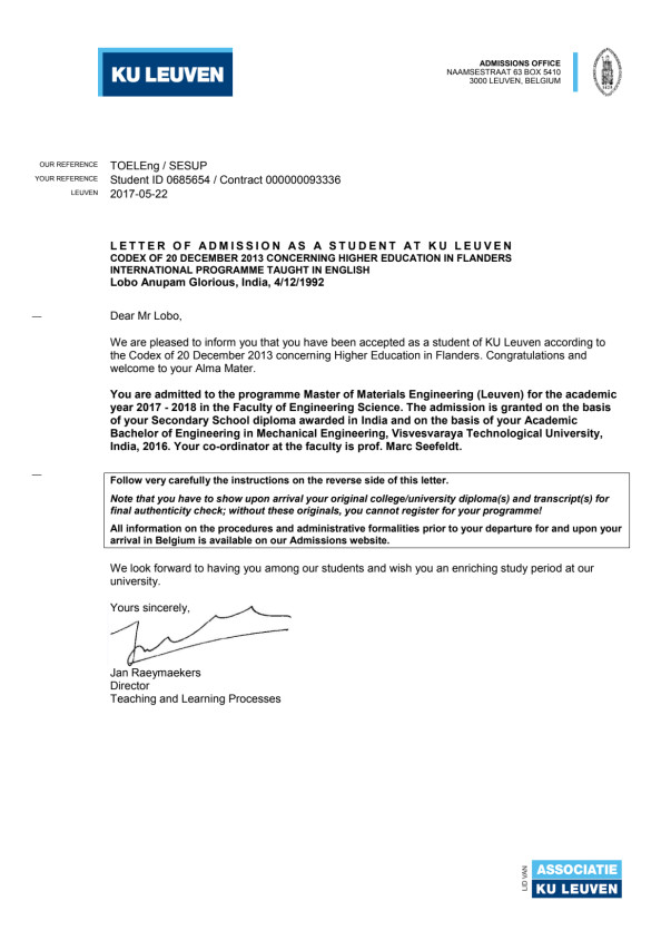 Admission Letter