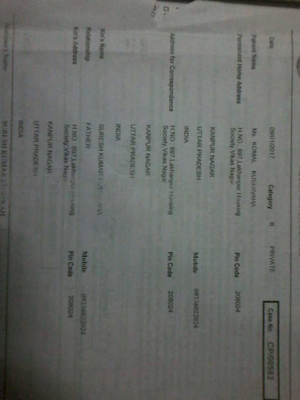 Additional document provided by the hospital