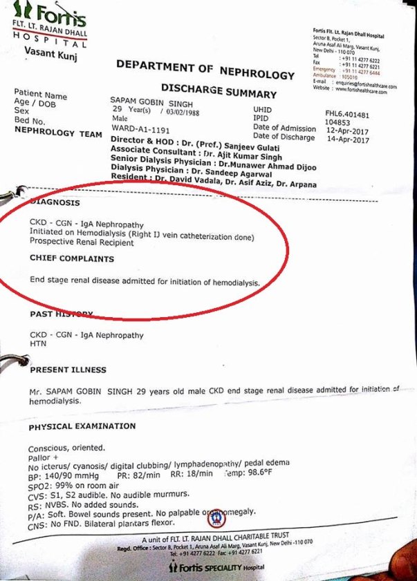 Dignosis Report Stating I am at end statge renal failure