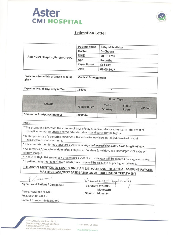 Estimation letter