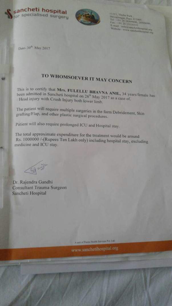 Bhavana's train accident - Need Money