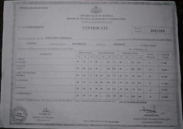 HSC Marksheet