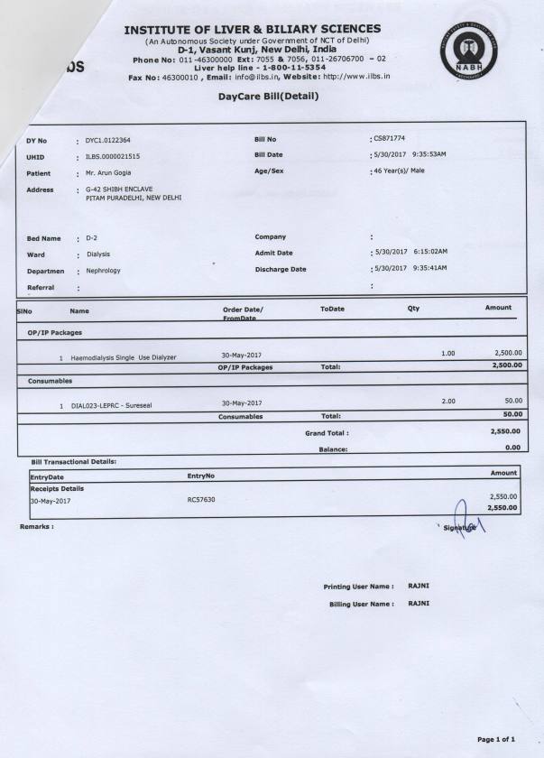 Second dialysis in week bill summary