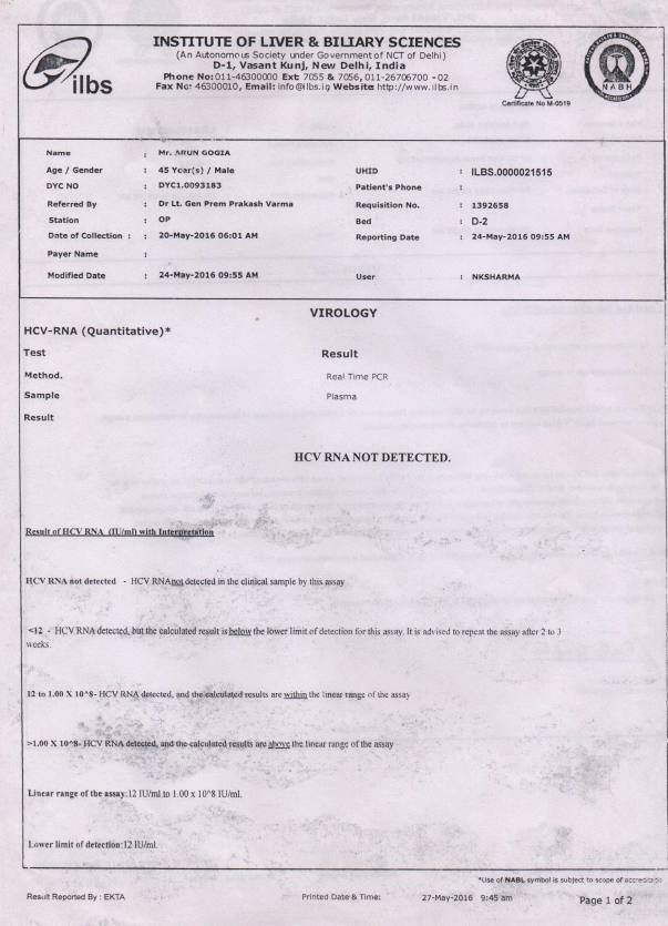 HCV RNA report
