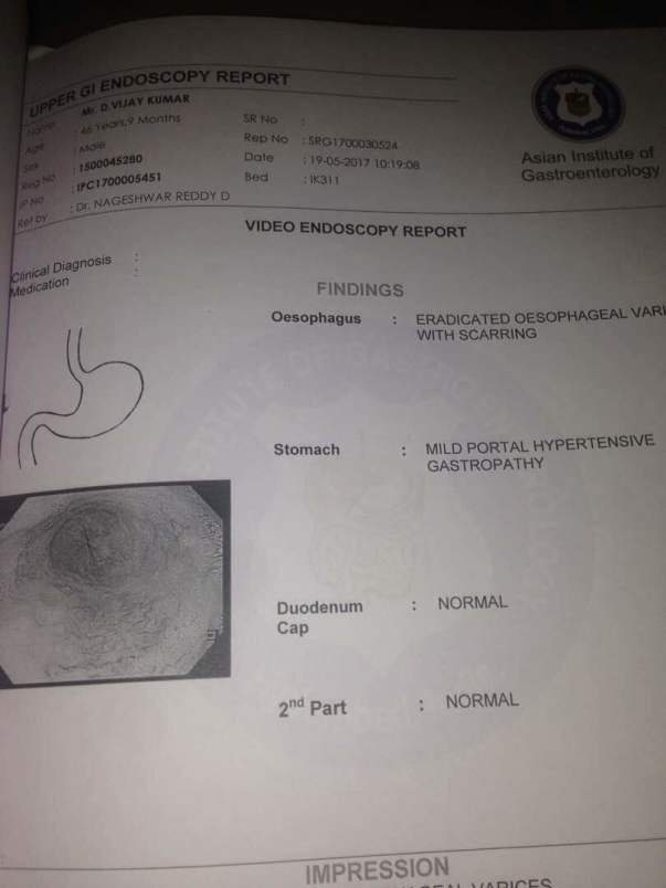 Endoscopy test report