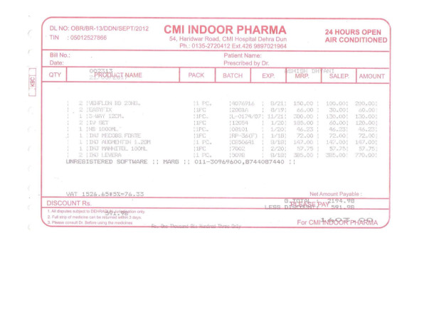 Ashish Medicine Bills