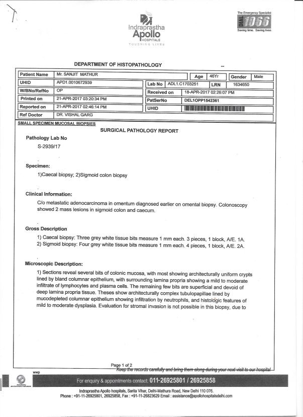 BIOPSY OF COLON -PAGE 1