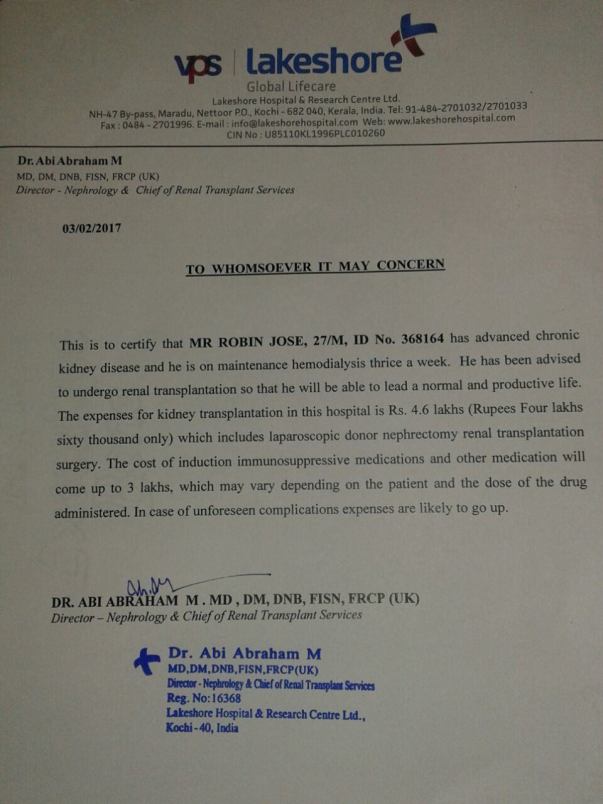 Lake Shore Doctor Letter