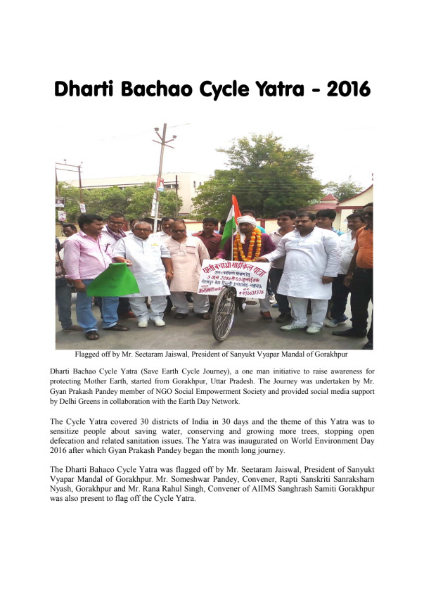 Dharti Bachao Cycle Yatra for Tree Plantation