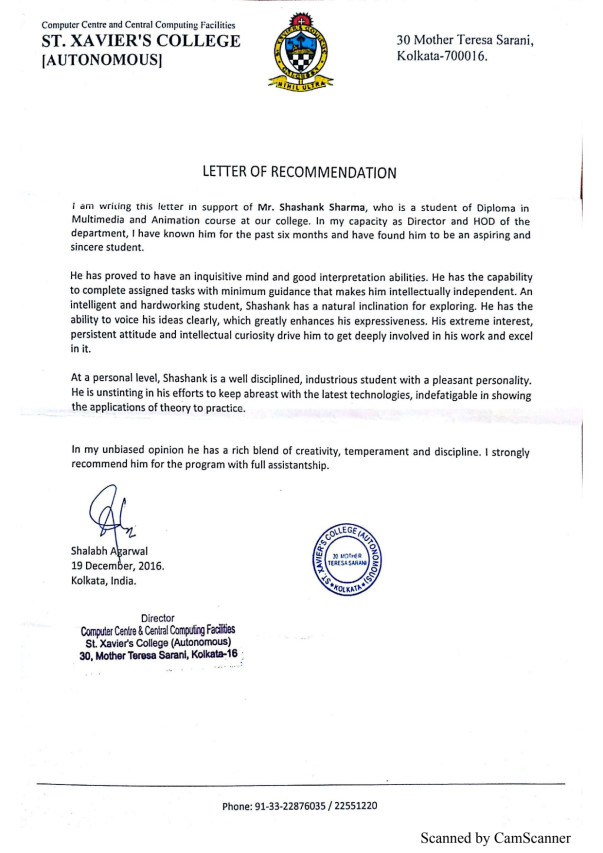 Letter of Recommendation