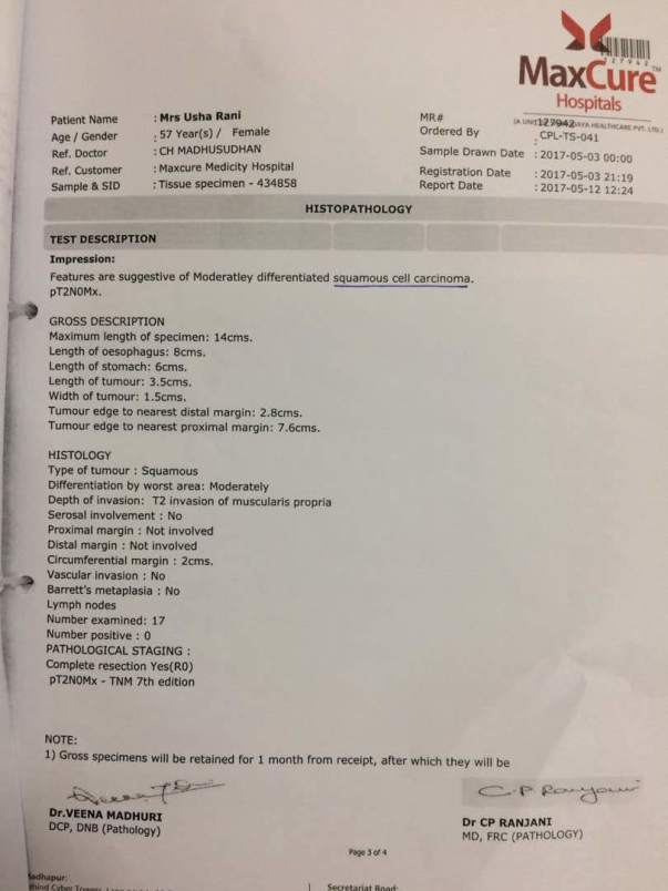 Histopathology report