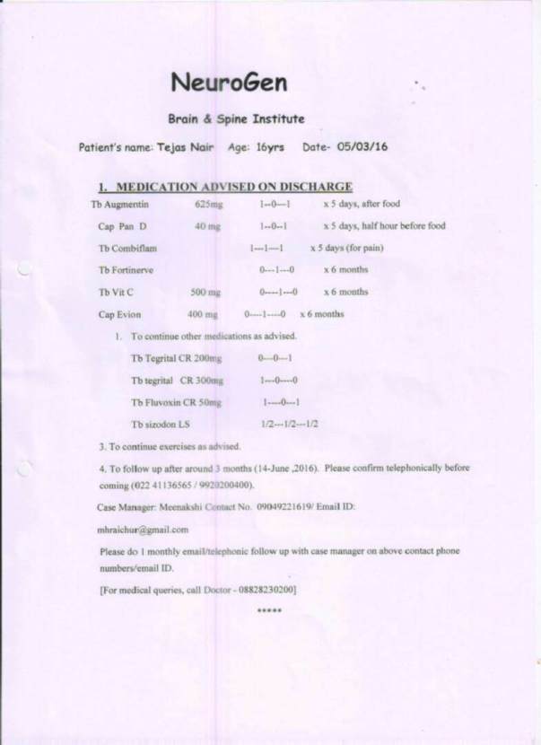 Page 1 - NRRT Treatement Details