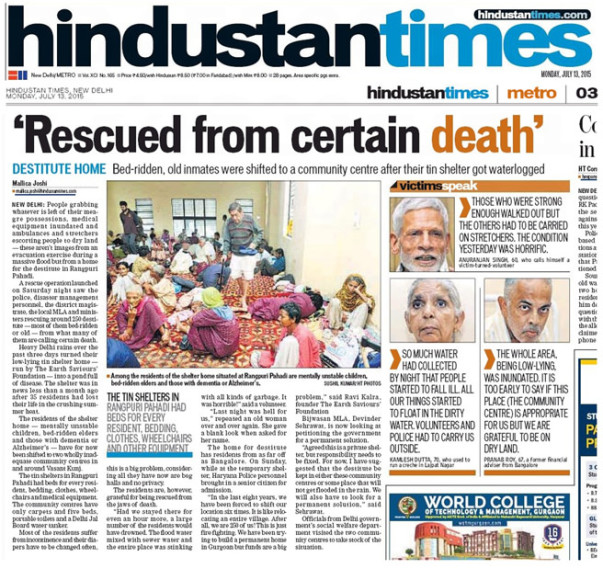 An article from Hindustan Times about the Earth Saviours Foundation