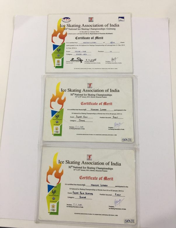National Skating Championship Certificates
