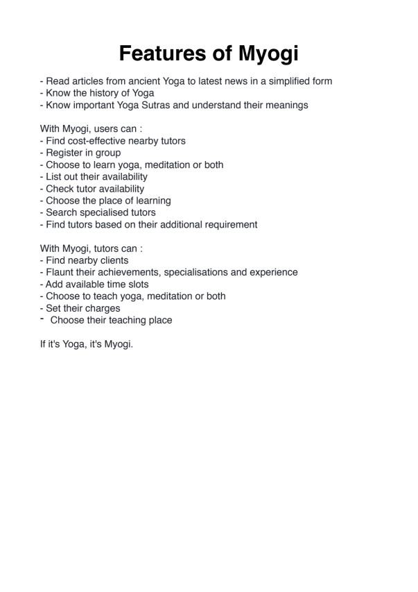 Features of the App