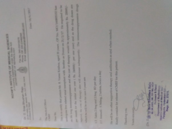 Medical expenses record from nims hospital,hyd