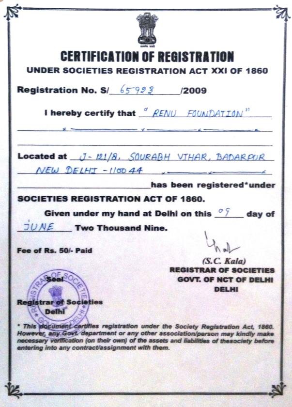 Registration Certificate of Organisation