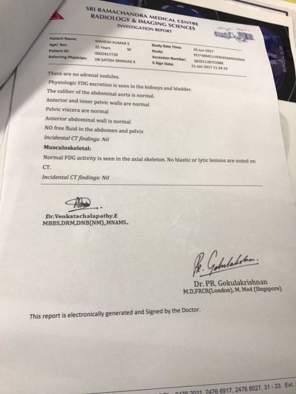 Cancer Report - Full body scan Report - 2