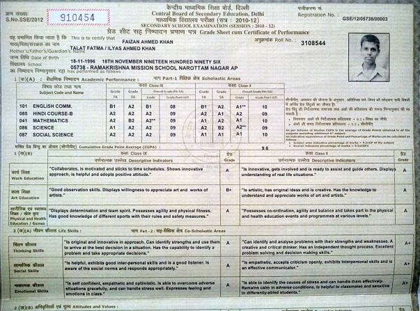 My High School Marksheet