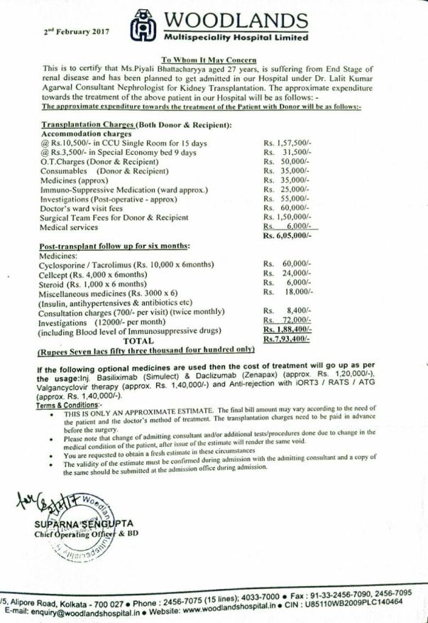 This is estimate amount of hospital
