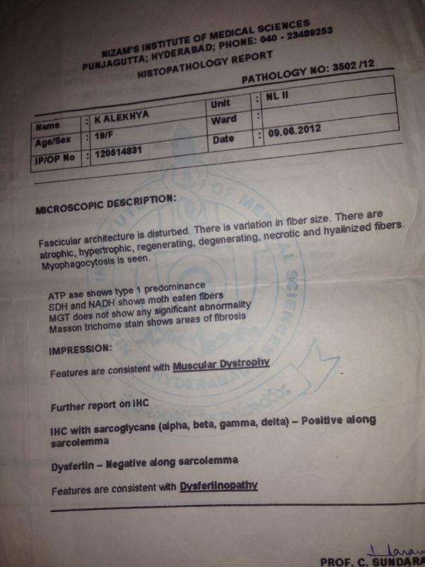 medical document from NIIMS