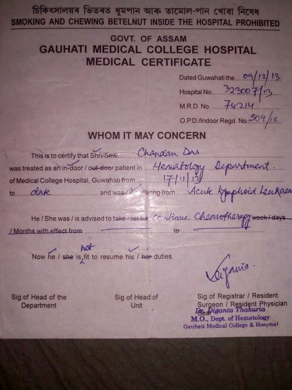 First Medical certificate 2013
