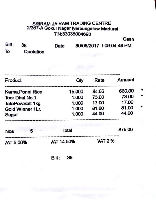 Super Market Quotation for Ration