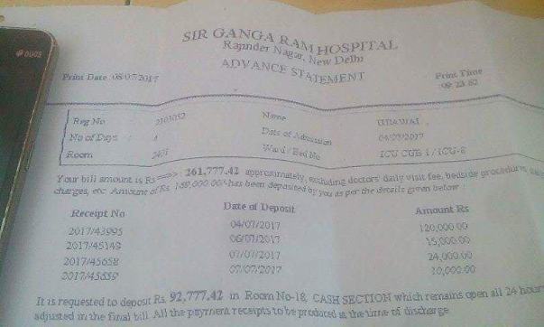 Weekly bill prepared by the accounts department. Not a final one.