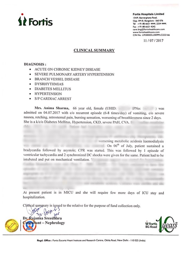 Clinical Summary - Diagnosis & Treatment