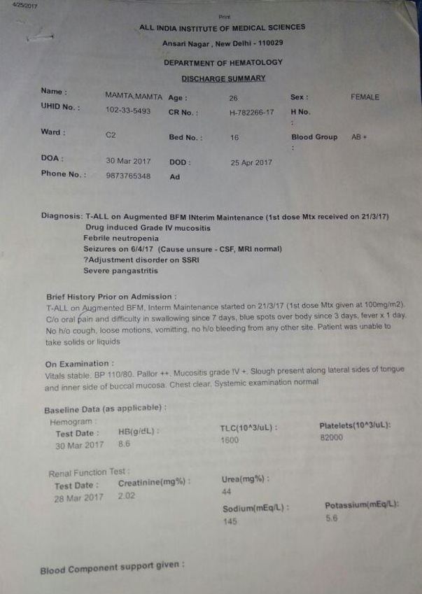 Discharge Summary dated 25.04.2017 page 1
