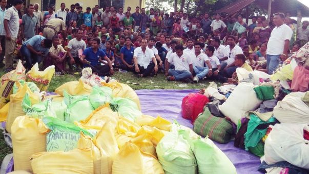 Assam flood relief operation in 2016 at Chirang District