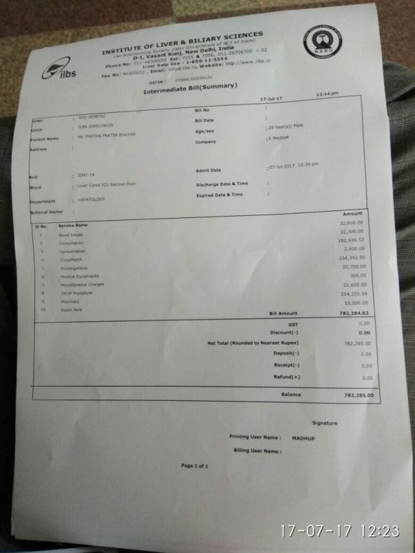 Hospital bills - 16july17
