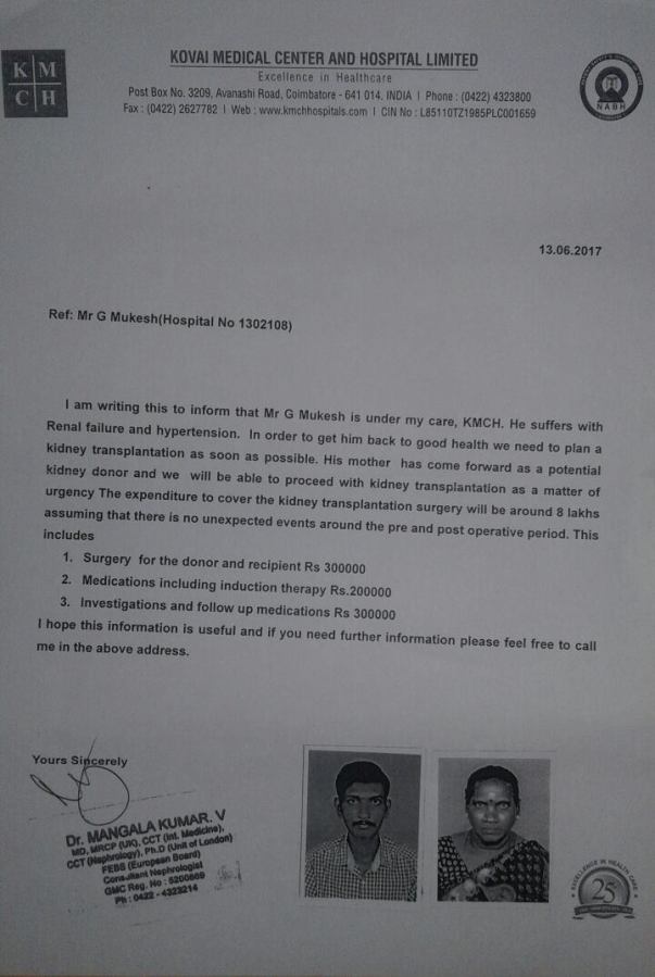 Letter from Hospital