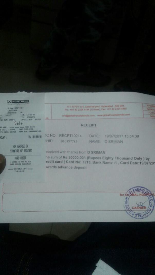 Amount Paid for Pre Surgery Medical Tests