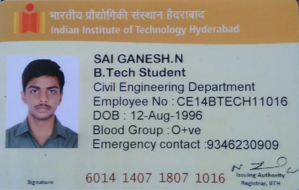 This is my college ID card