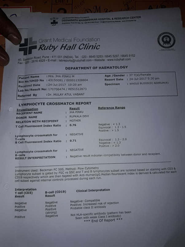 Latest Cross matching report