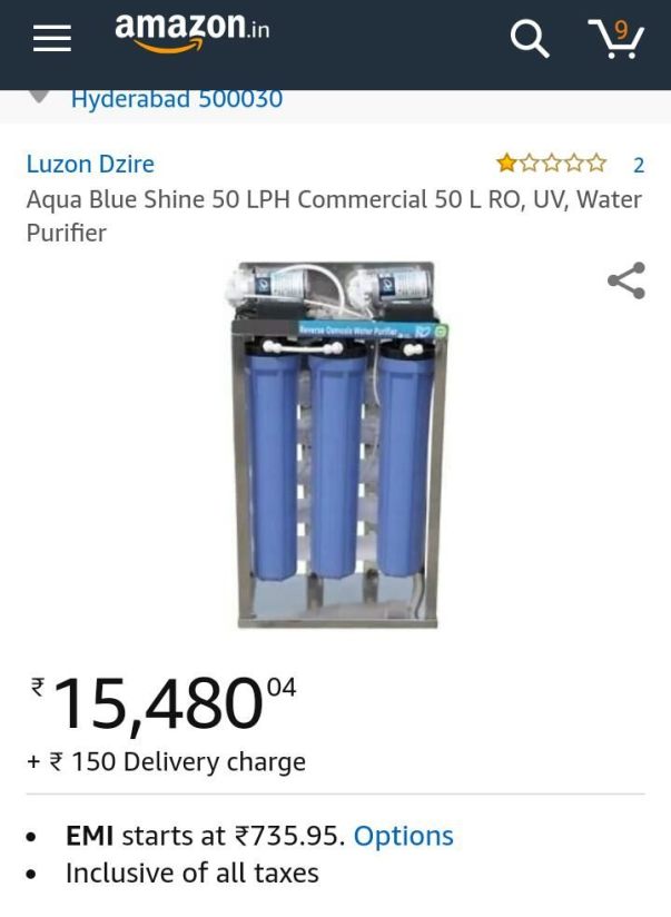 50LPH water purifier which we have planned to install.