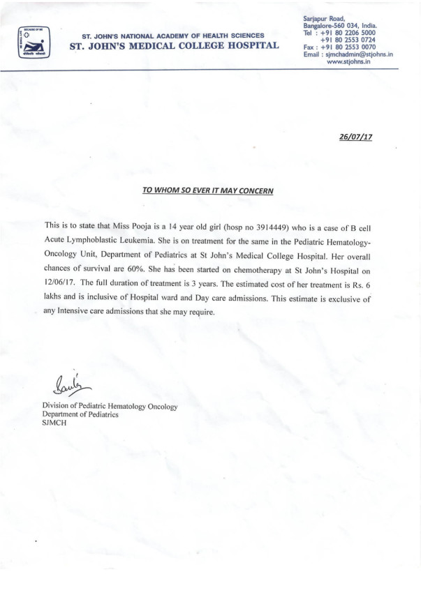 Treatment Cost Estimate Letter Head