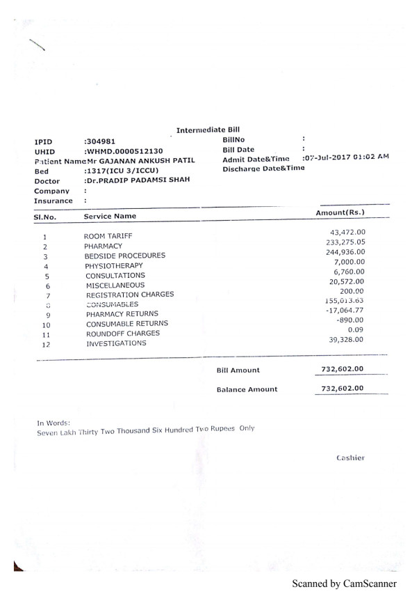Interim bill and medical case