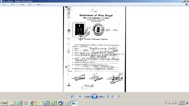 physically challenged certificate