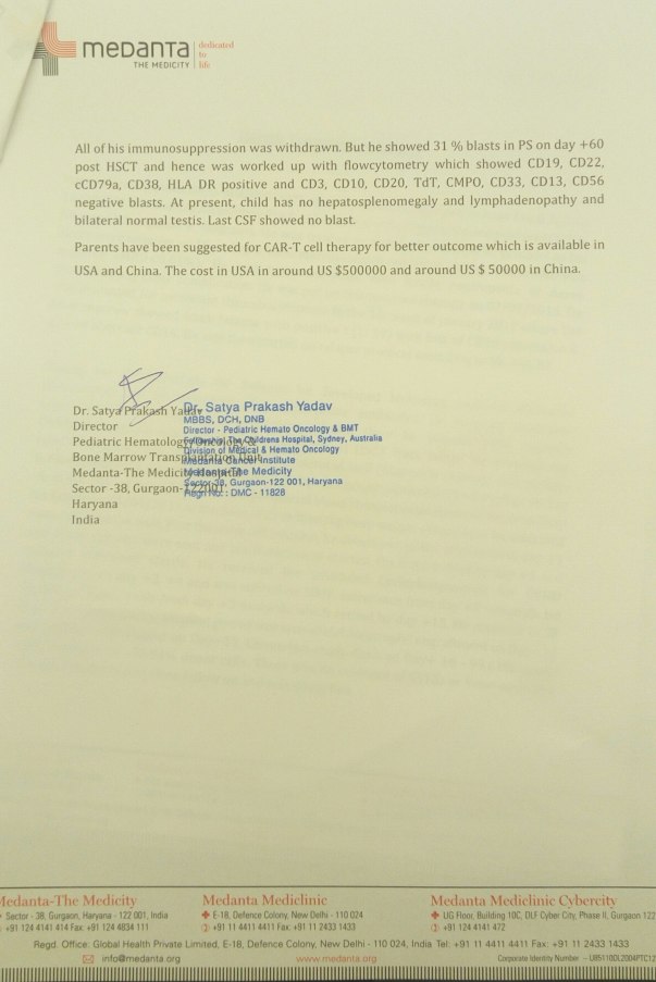 Hardik's Treatment summary and Estimate