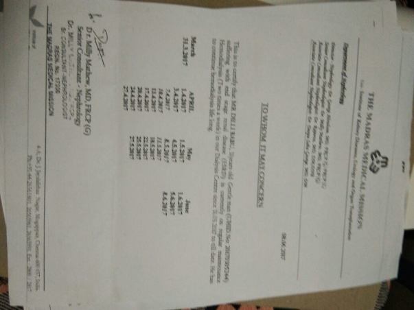 Letter for dialysis
