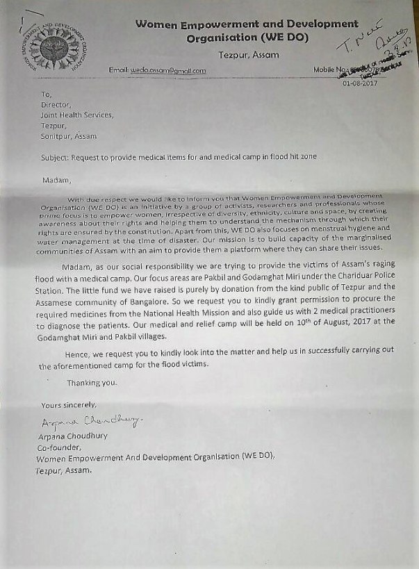 Approval for medical camp by the Director, Joint Health Services