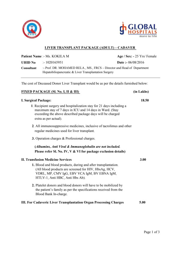 Cost estimate report