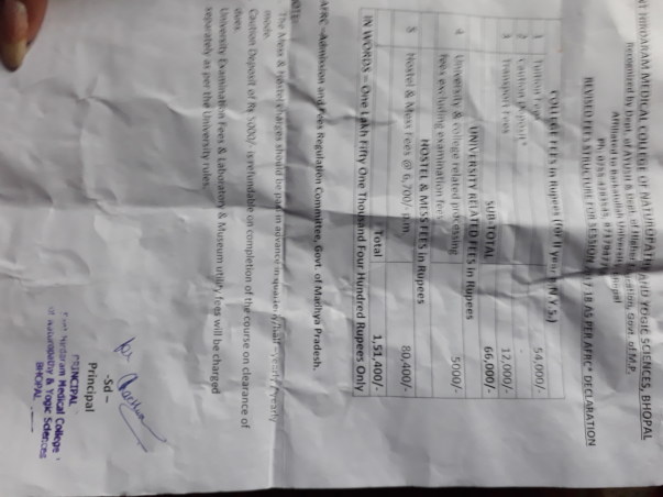 Fees structure of 2nd year bnys