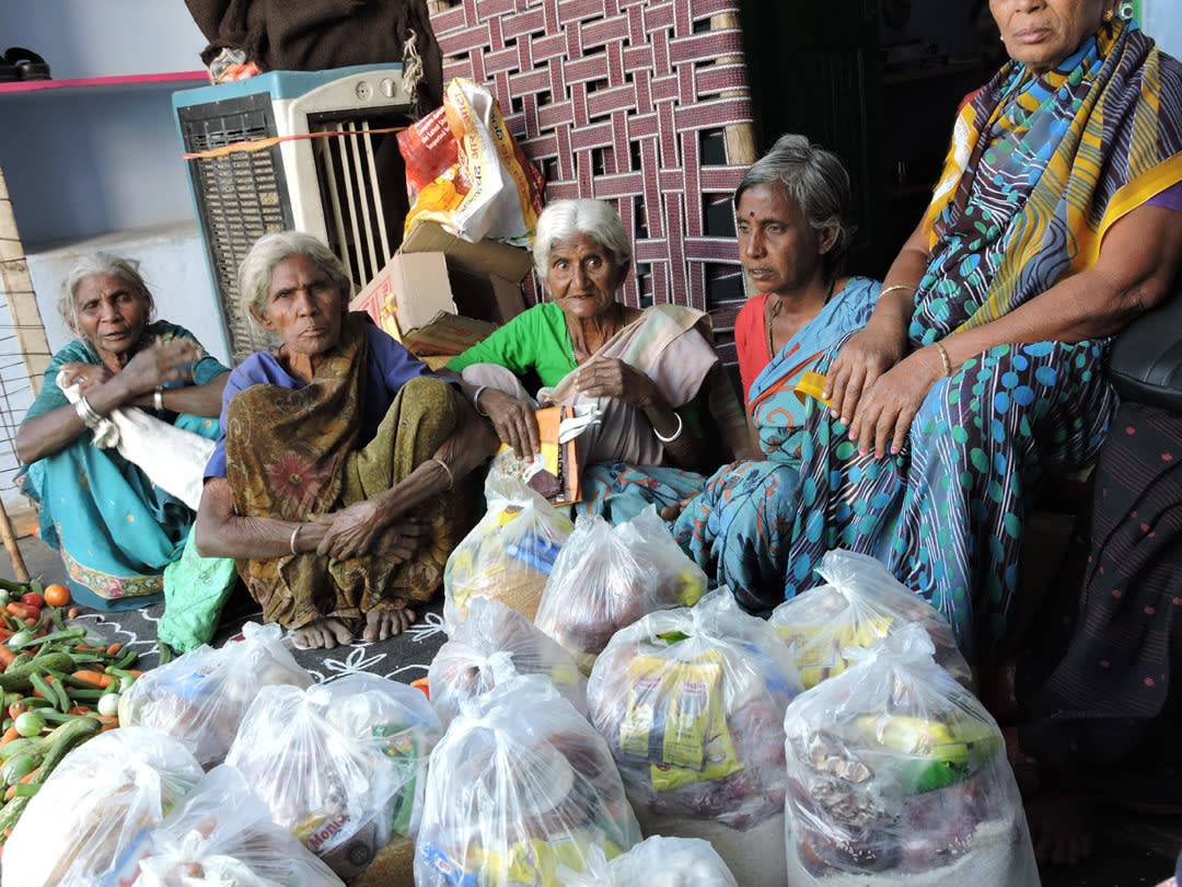 Sponsoring food groceries to the poor oldage persons